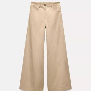 Zara Wide Leg Pants Beige